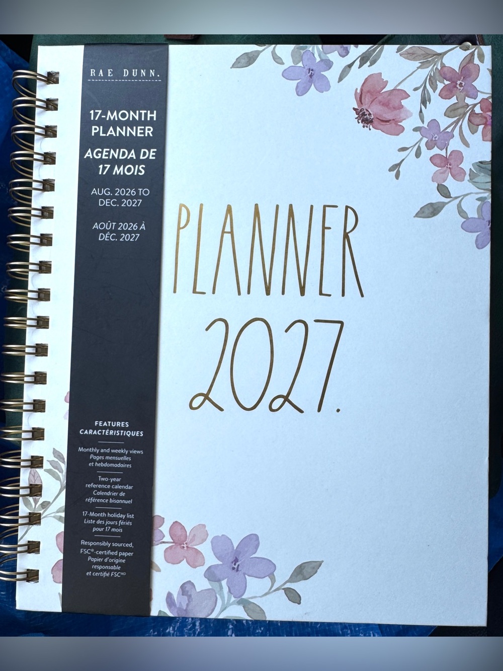 NEW Rae Dunn Watercolor Floral “PLANNER 2027” Academic Planner 17 Months